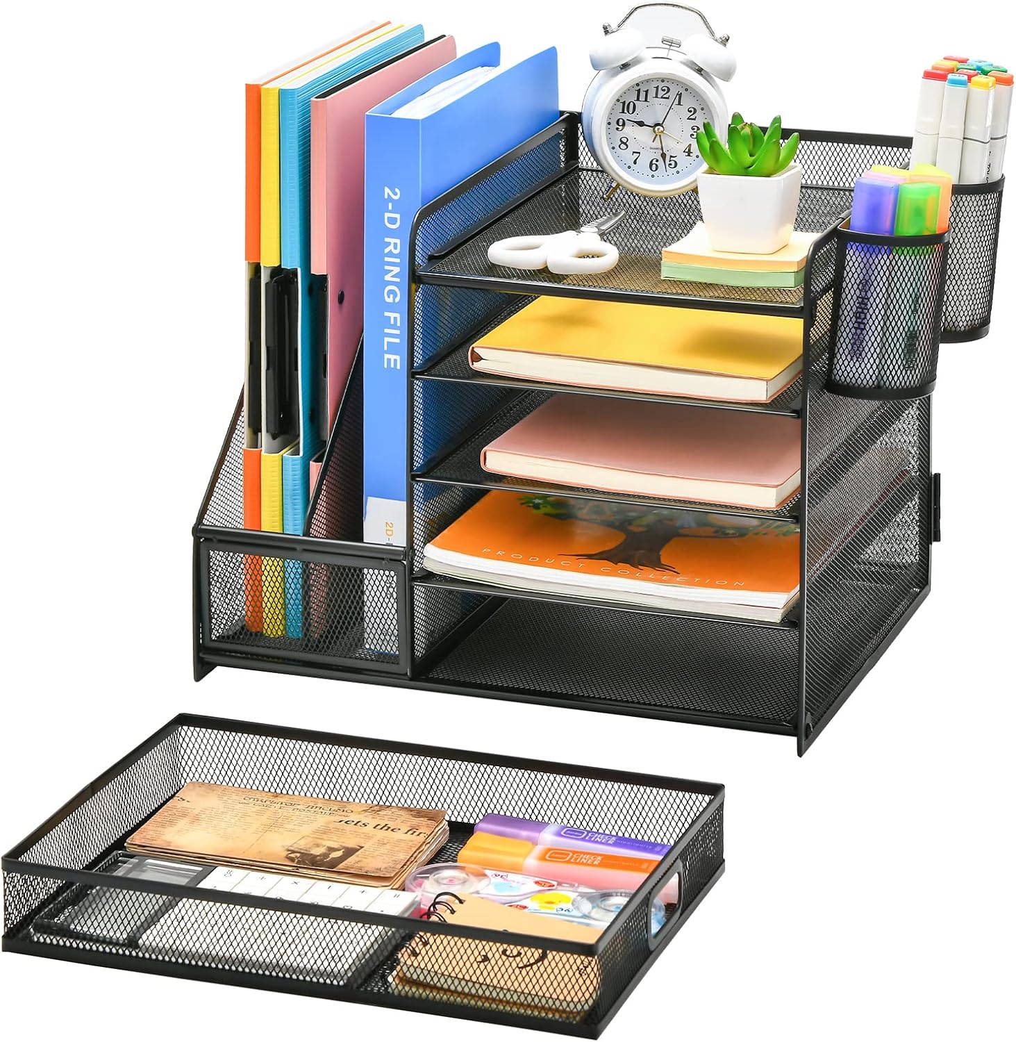 All-in-One Desk Organizer – 5 Trays, Drawer & Holders (36 x 28 x 30 cm)