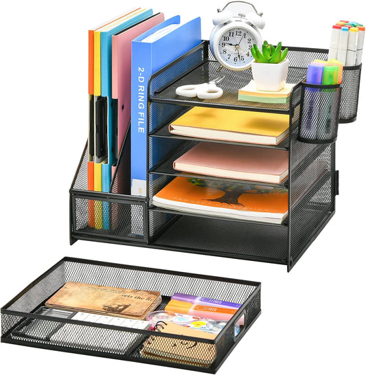 All-in-One Desk Organizer – 5 Trays, Drawer & Holders (36 x 28 x 30 cm)