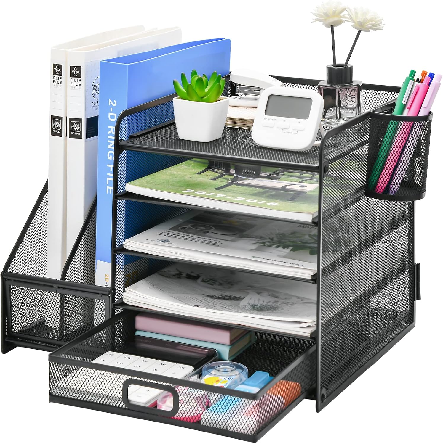 All-in-One Desk Organizer – 5 Trays, Drawer & Holders (36 x 28 x 30 cm)