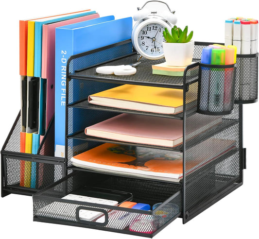 All-in-One Desk Organizer – 5 Trays, Drawer & Holders (36 x 28 x 30 cm)