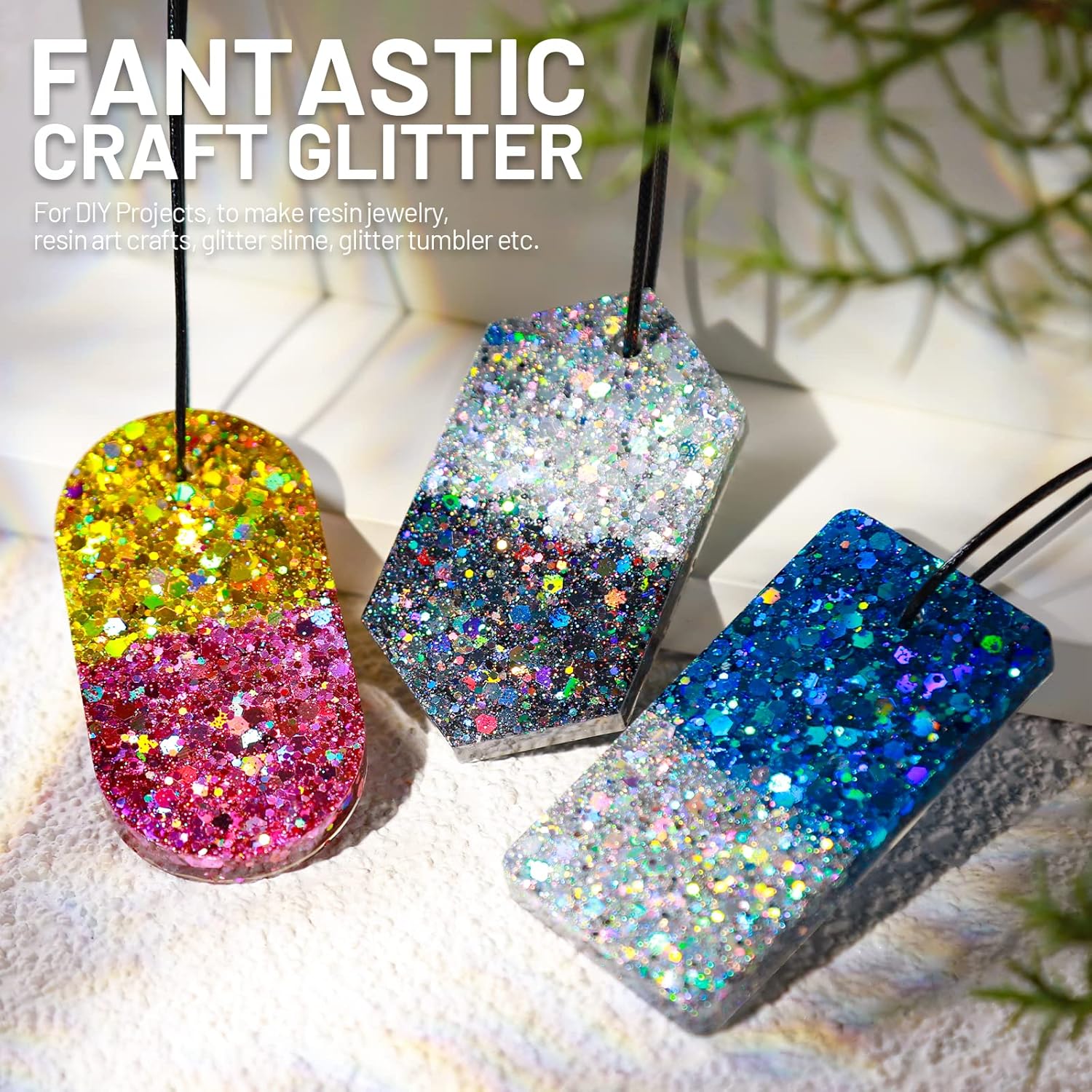 LEOBRO Holographic Chunky Glitter Set – 15 Colours with Stir Spoons for Crafts & Beauty (150g Total)