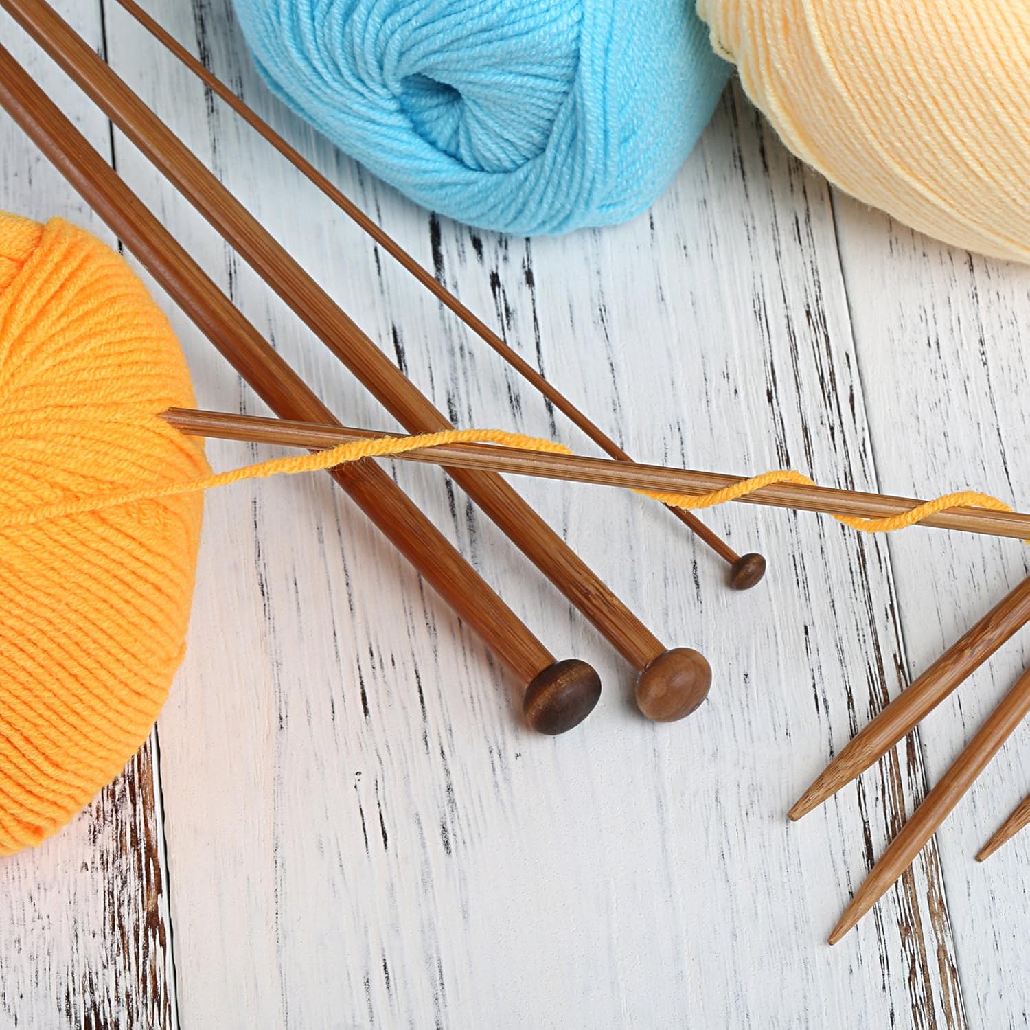Bamboo Knitting Needles – 15 Pairs (2–10mm), 35cm Single-Pointed Set