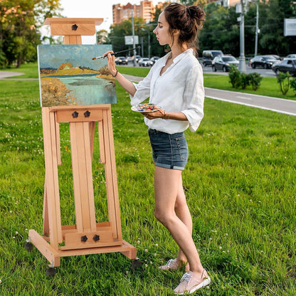 Tonchean H-Frame Easel Adjustable Easel Stand for Painting Collapsible Art Easel Stand Display Hold 1 or 2 Canvas up to 190 Cm with Wheels for Adult Studio Home Outdoor Painting
