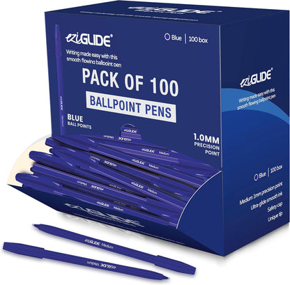 Ballpoint Pens – Assorted Colours, 1.0mm Tip (Pack of 10 / 50 / 100)