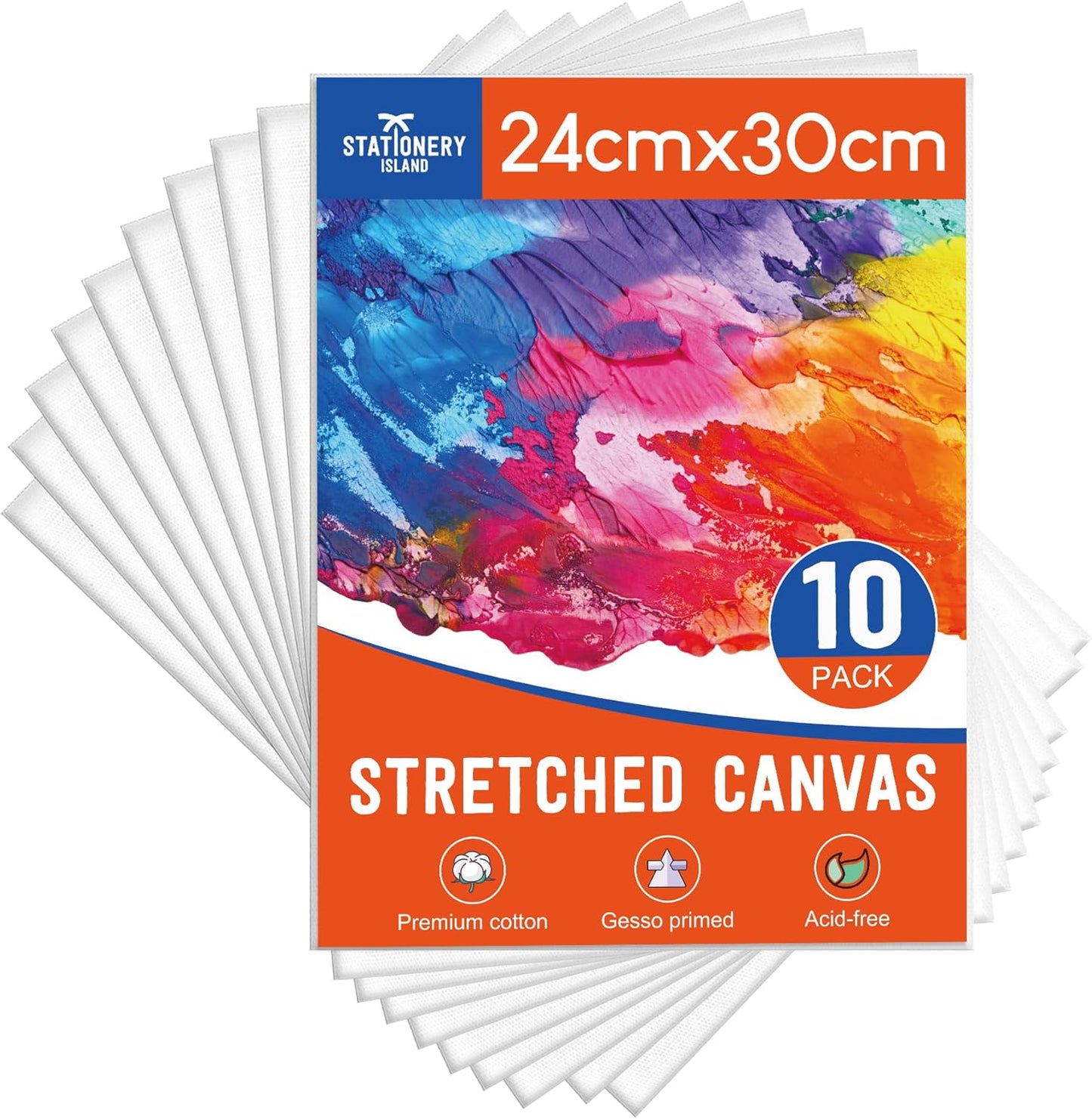 Stretched Canvas for Painting – 100% Cotton, Triple-Primed (Multiple Sizes & Packs)