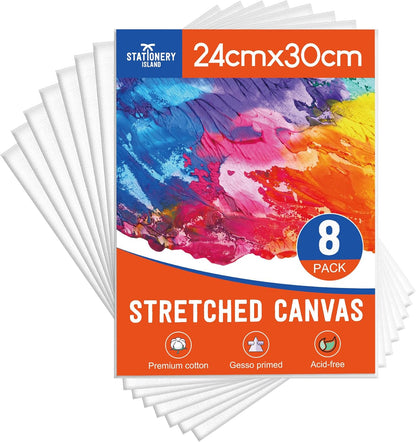 Stretched Canvas for Painting – 100% Cotton, Triple-Primed (Multiple Sizes & Packs)