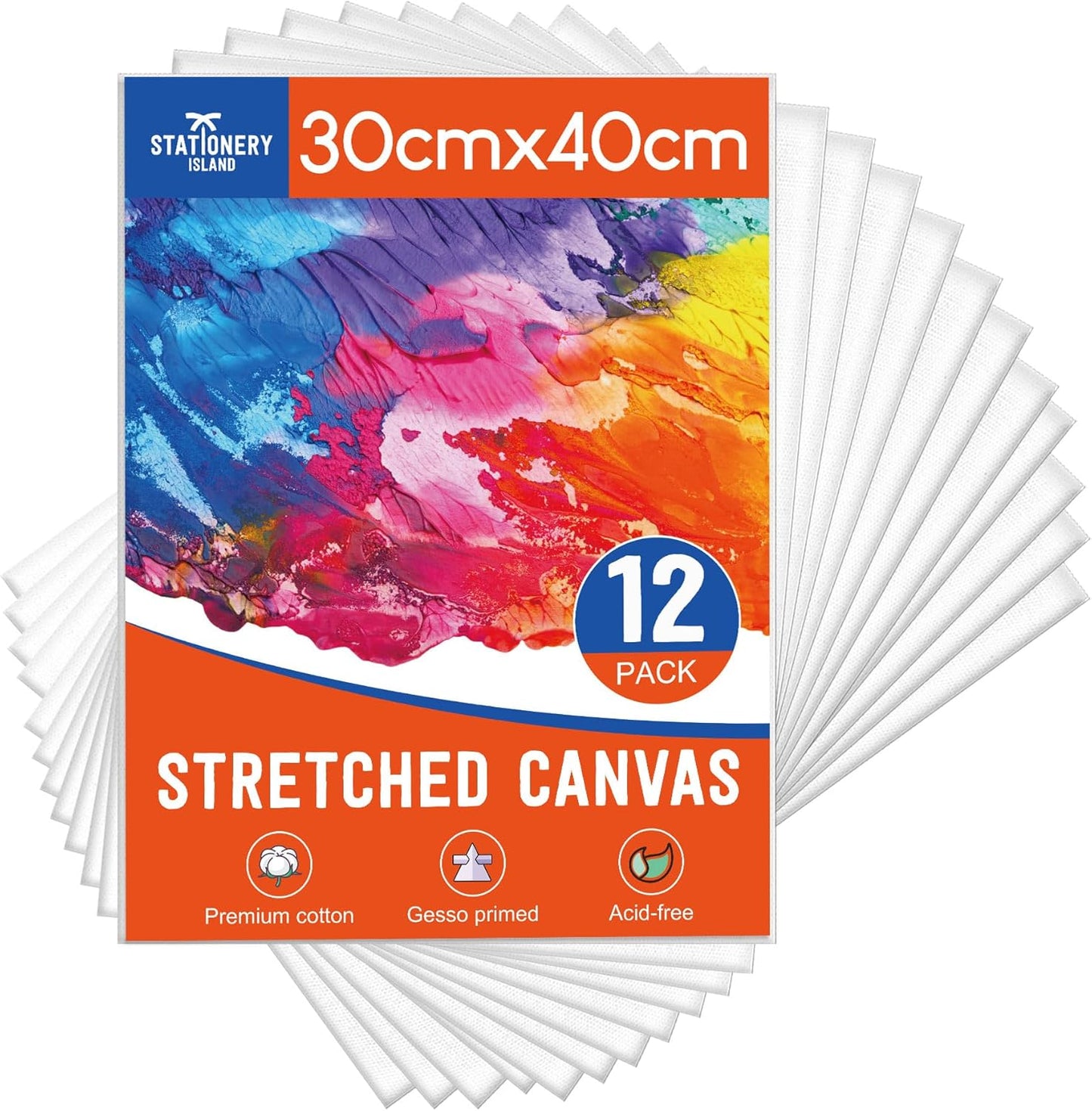 Stretched Canvas for Painting – 100% Cotton, Triple-Primed (Multiple Sizes & Packs)