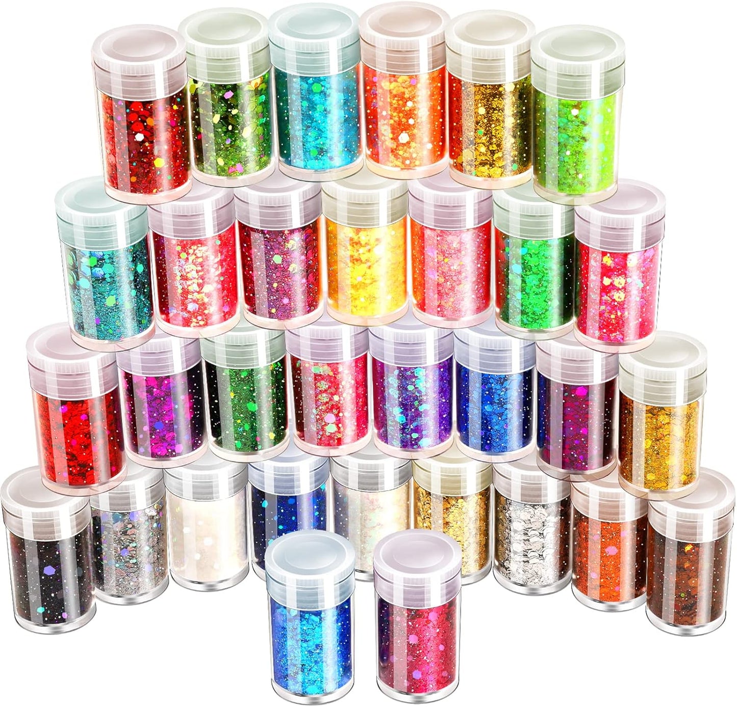 Fine Glitter Set – 32 Colours for Crafts, Resin & Beauty (7.6g Each)