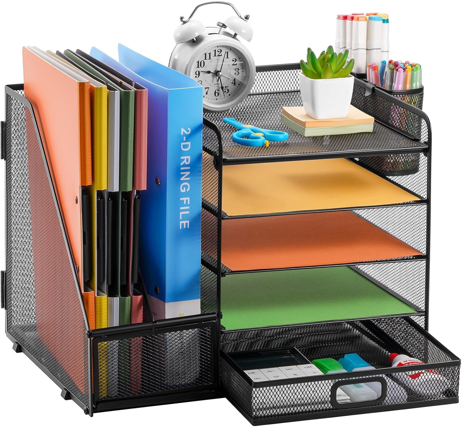 All-in-One Desk Organizer – 5 Trays, Drawer & Holders (36 x 28 x 30 cm)