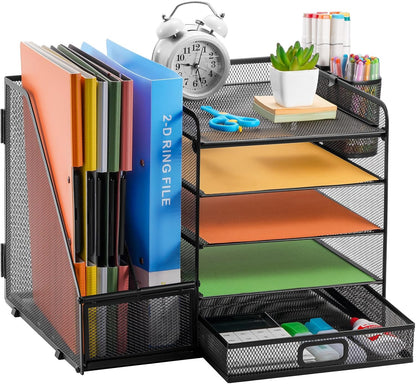 All-in-One Desk Organizer – 5 Trays, Drawer & Holders (36 x 28 x 30 cm)