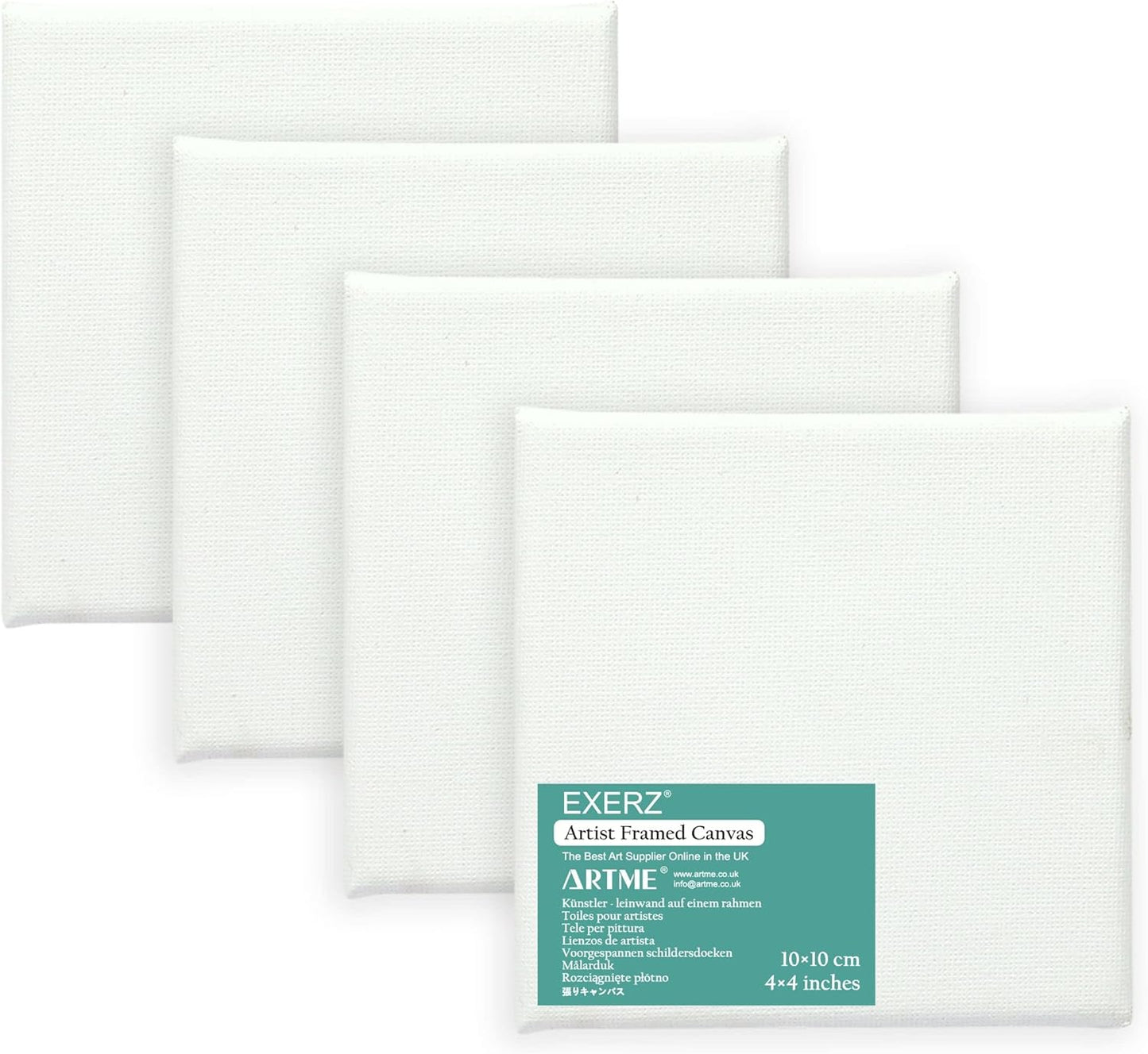 Stretched Canvas – 100% Cotton, Triple-Primed, White (Multiple Sizes & Packs)