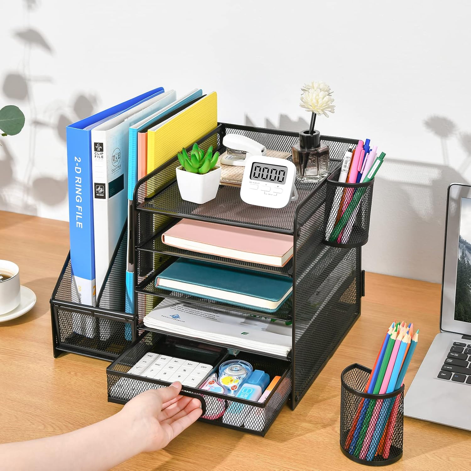 All-in-One Desk Organizer – 5 Trays, Drawer & Holders (36 x 28 x 30 cm)