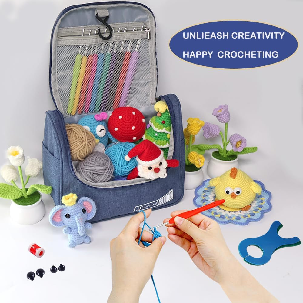 Knitiss Crochet Kits for Beginners Adults, All in One Crochet Crochet Starter Kit with 840 Yards Crochet Yarn, 10 Size Ergonomic Crochet Hooks 2.0Mm~6.5Mm