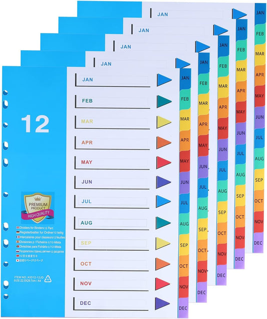 A4 Monthly File Dividers – Pack of 5 for Organized Filing