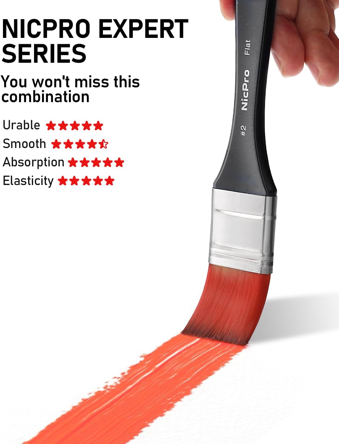 Nicpro 26Pcs Paint Brush Set, Professional Paintbrushes with Palette Knife, Cloth Roll, Artist Paint Brushes for Acrylic Canvas Painting, Oil, Watercolour Gouache, Adults Art Supplies Painting Tools