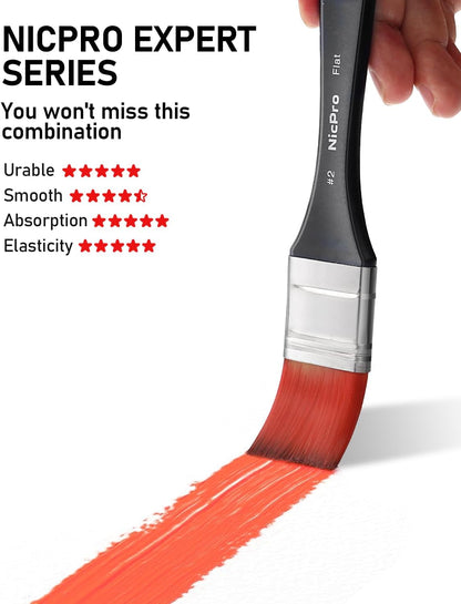 Nicpro 26Pcs Paint Brush Set, Professional Paintbrushes with Palette Knife, Cloth Roll, Artist Paint Brushes for Acrylic Canvas Painting, Oil, Watercolour Gouache, Adults Art Supplies Painting Tools