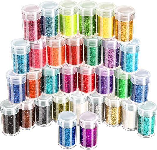 Fine Glitter Set – 32 Colours for Crafts, Resin & Beauty (7.6g Each)