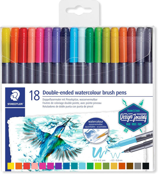 STAEDTLER Double-Ended Watercolour Brush Pens – Versatile & Vibrant for Creative Expression