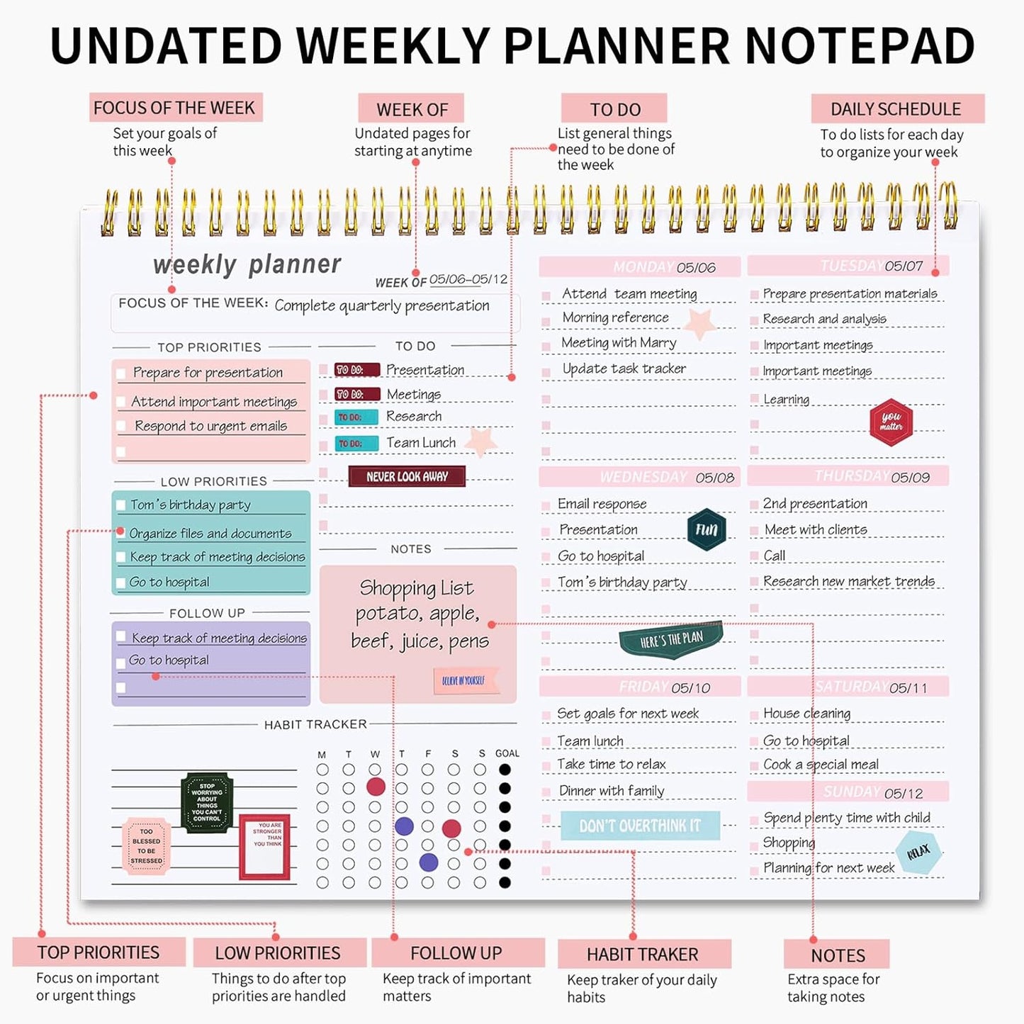 B5 Undated Weekly Planner – Organized, Spacious & Perfect for Productivity