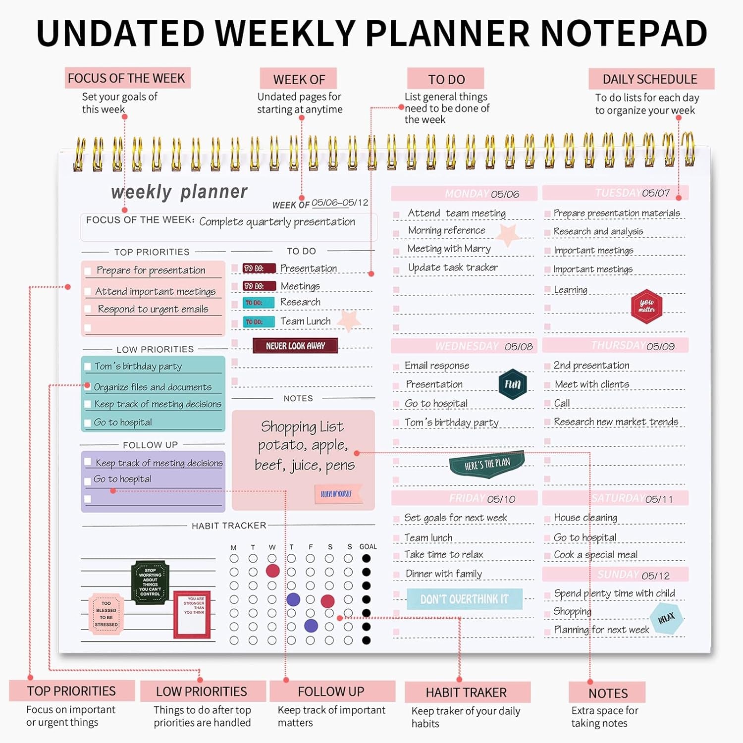 B5 Undated Weekly Planner – Organized, Spacious & Perfect for Productivity