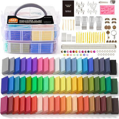 Shuttle Art 50-Colour Polymer Clay Kit – Soft Oven-Bake Modeling Clay with Tools & Accessories