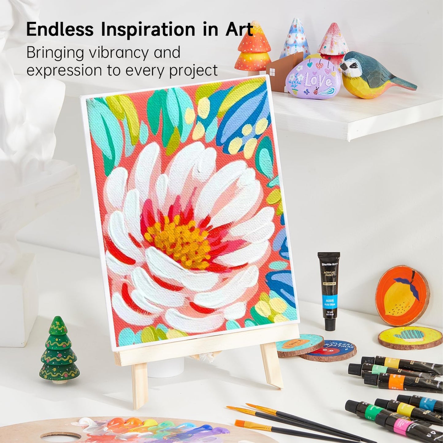 Shuttle Art 16-Piece Acrylic Paint Set + Bonus Brushes