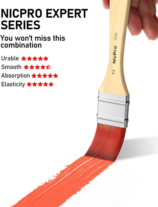 Nicpro 26Pcs Paint Brush Set, Professional Paintbrushes with Cloth Roll, Artist Paint Brushes for Acrylic Painting, Oil, Watercolour, Gouache, Adults Kids Art Painting Tools Supplies