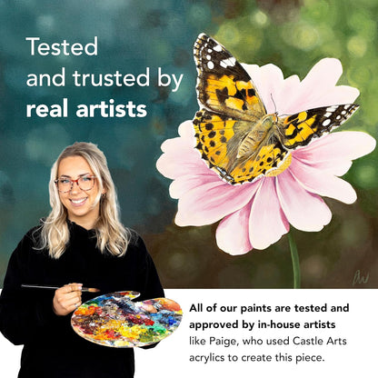 Castle Art Supplies 48 X 22Ml Acrylic Paint Set | New Improved Formula | All-Inclusive Set for Beginners, Adult Artists | Premium Quality Intense Colours | Smooth to Use (New Improved Formula)