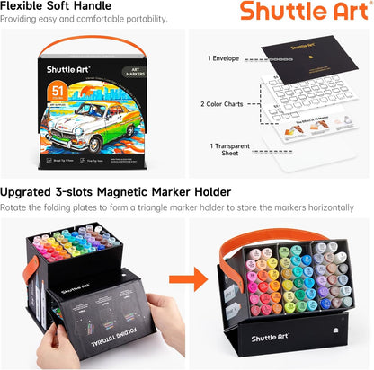 Shuttle Art 51-Colour Dual Tip Marker Set + Blender