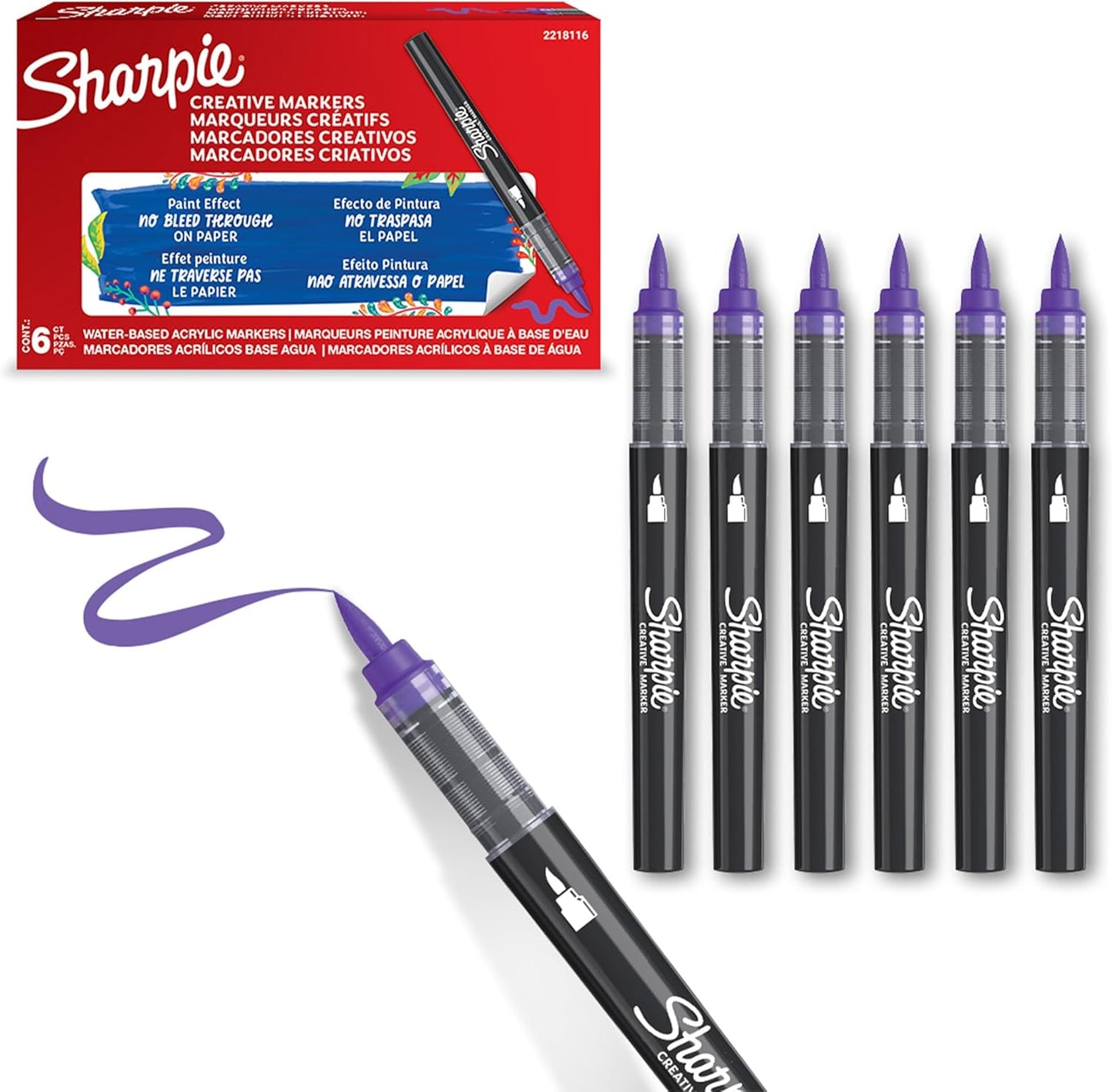 Sharpie Creative Marker Acrylic Paint Pens | Bullet Tip Water-Based Paint Markers | Lake Green | No-Bleed Ink Writes on Most Surfaces | School & Revision Supplies | 6 Count