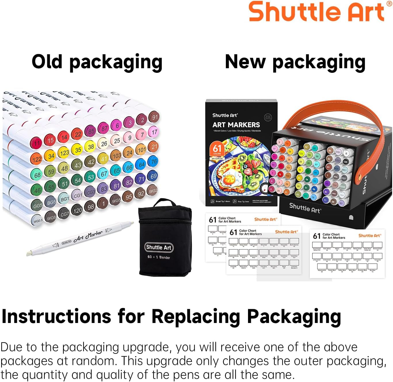 Shuttle Art 60-Colour Dual Tip Marker Set + Blender