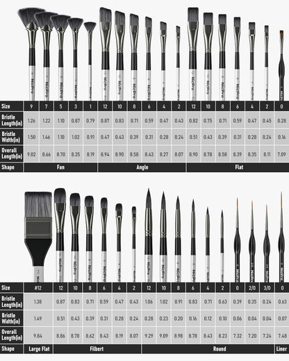 Nicpro 36Pcs Paint Brush Set, Professional Paintbrushes with Cloth Roll, Suitable for Artists and Beginners for Acrylic Painting, Oil, Watercolour, Gouache