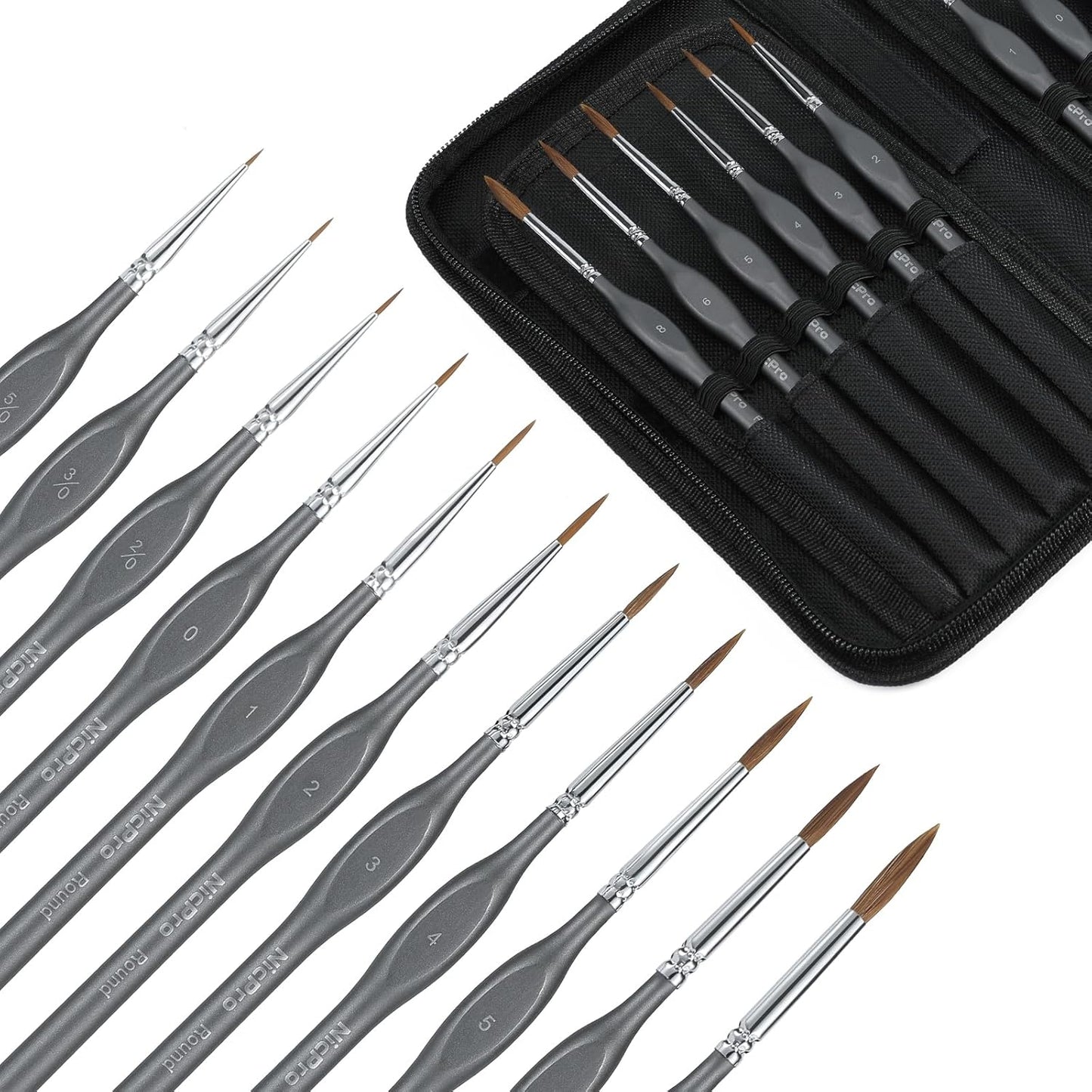 Nicpro Kolinsky Sable Miniature Paint Brushes, 11PCS Fine Detail Paint Brushes for Acrylic Watercolor, Models, Small Fine Detail Paint Brush Set for Mini Paints - Thin Artist Kit with Nylon Holder