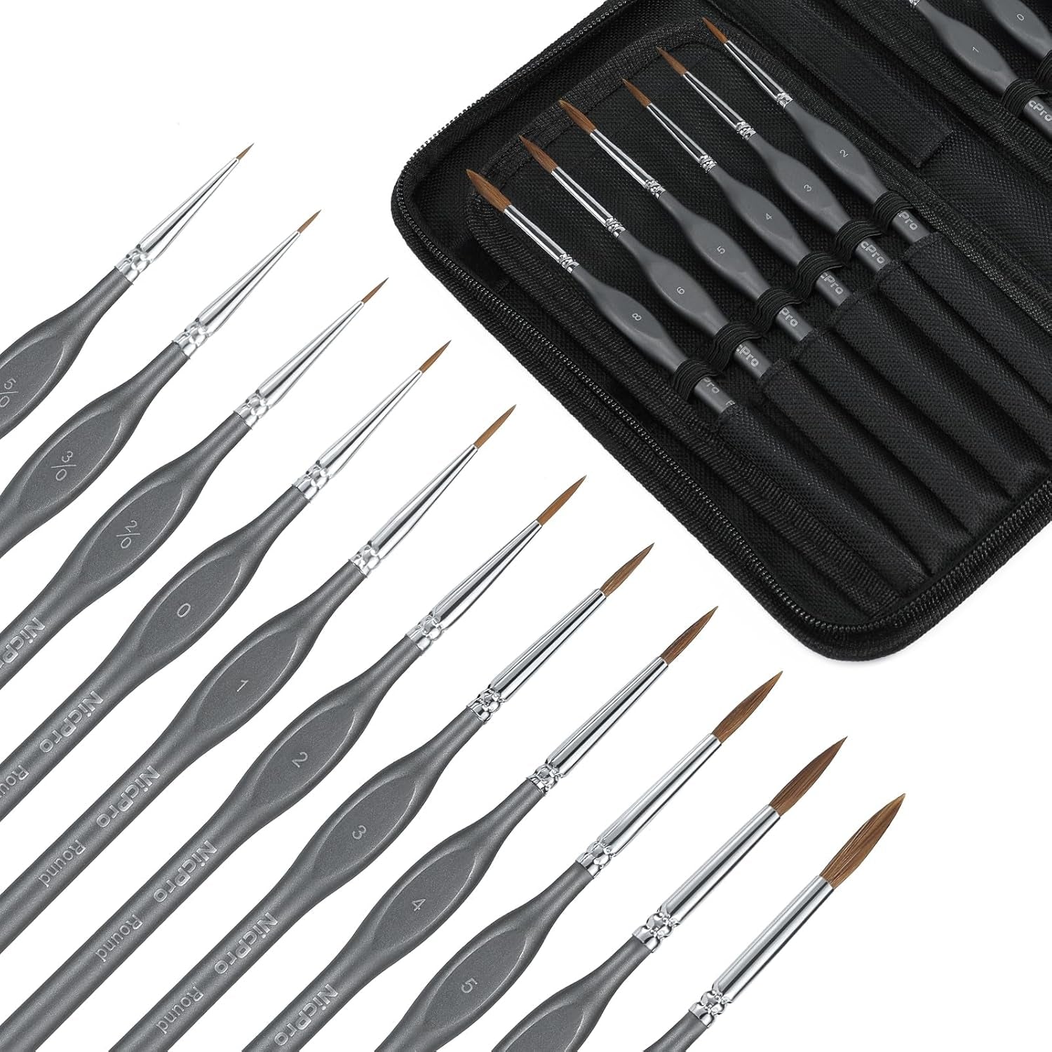 Nicpro Kolinsky Sable Miniature Paint Brushes, 11PCS Fine Detail Paint Brushes for Acrylic Watercolor, Models, Small Fine Detail Paint Brush Set for Mini Paints - Thin Artist Kit with Nylon Holder