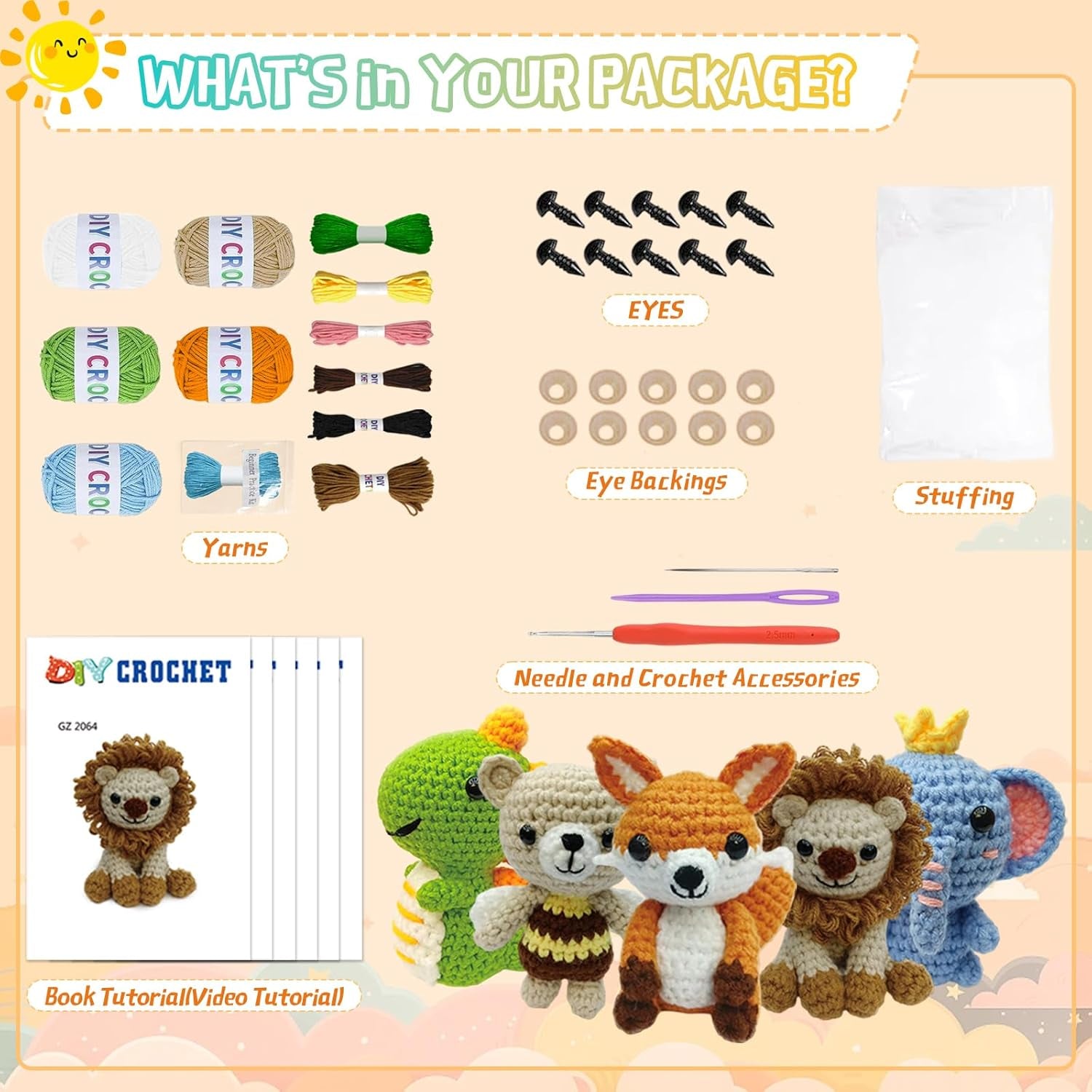 Beginner Crochet Animal Kit – Learn, Create & Make Adorable Plush Friends