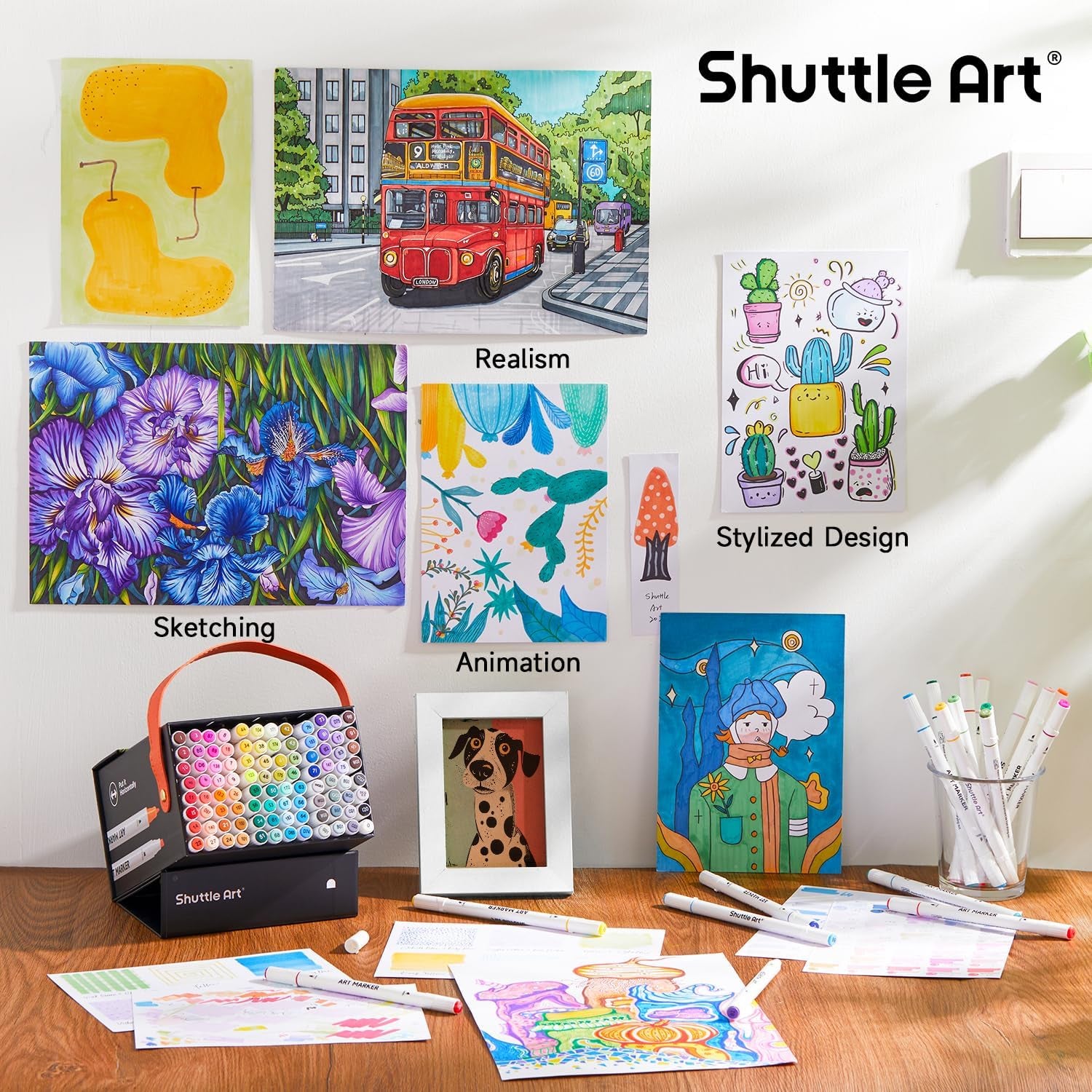 Shuttle Art 100-Colour Dual Tip Marker Set + Blender
