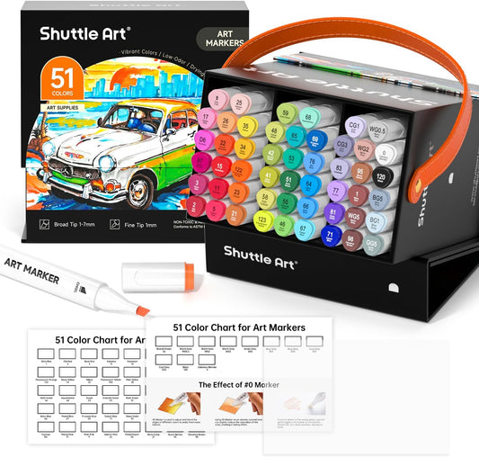 Shuttle Art 51-Colour Dual Tip Marker Set + Blender