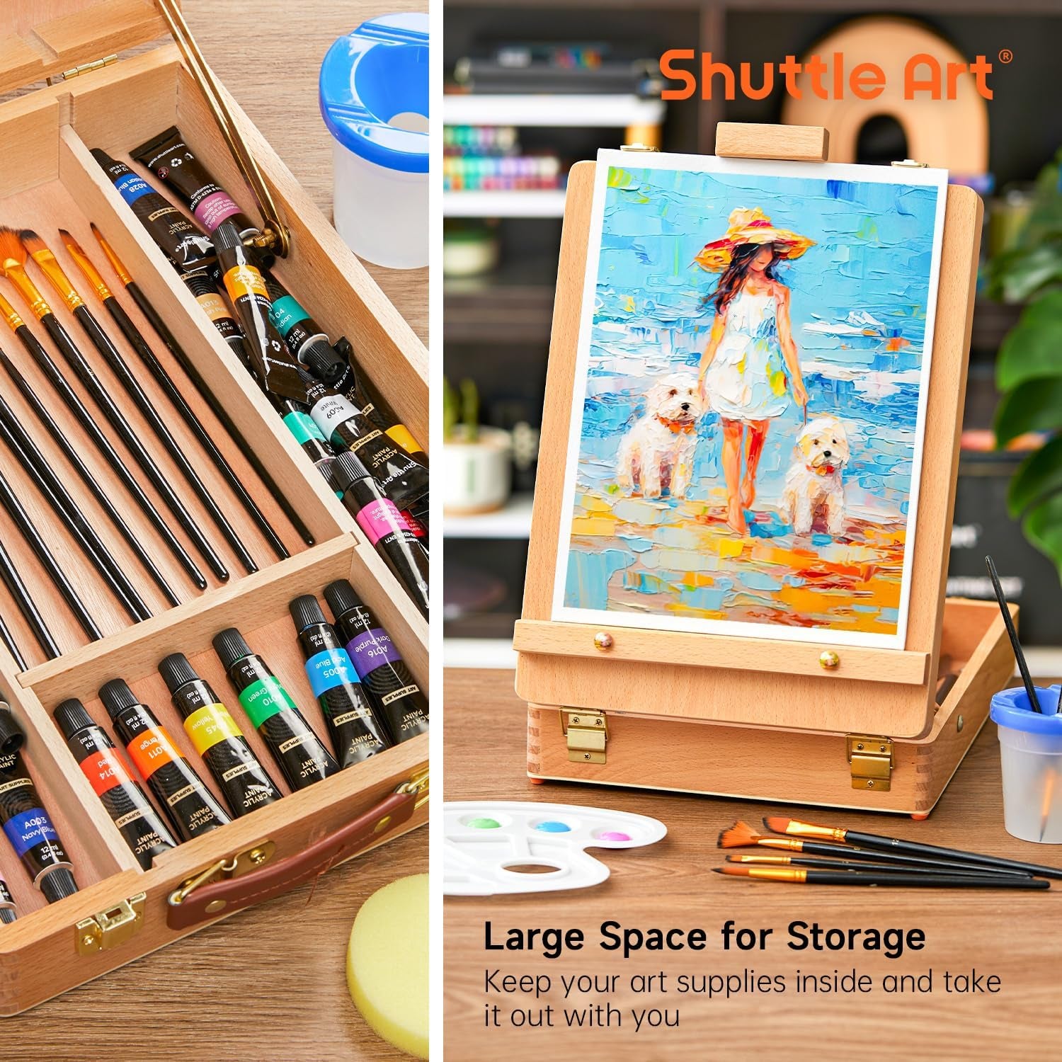 Shuttle Art 59-Piece Acrylic Painting Set – Complete Art Kit for Beginners & Professionals