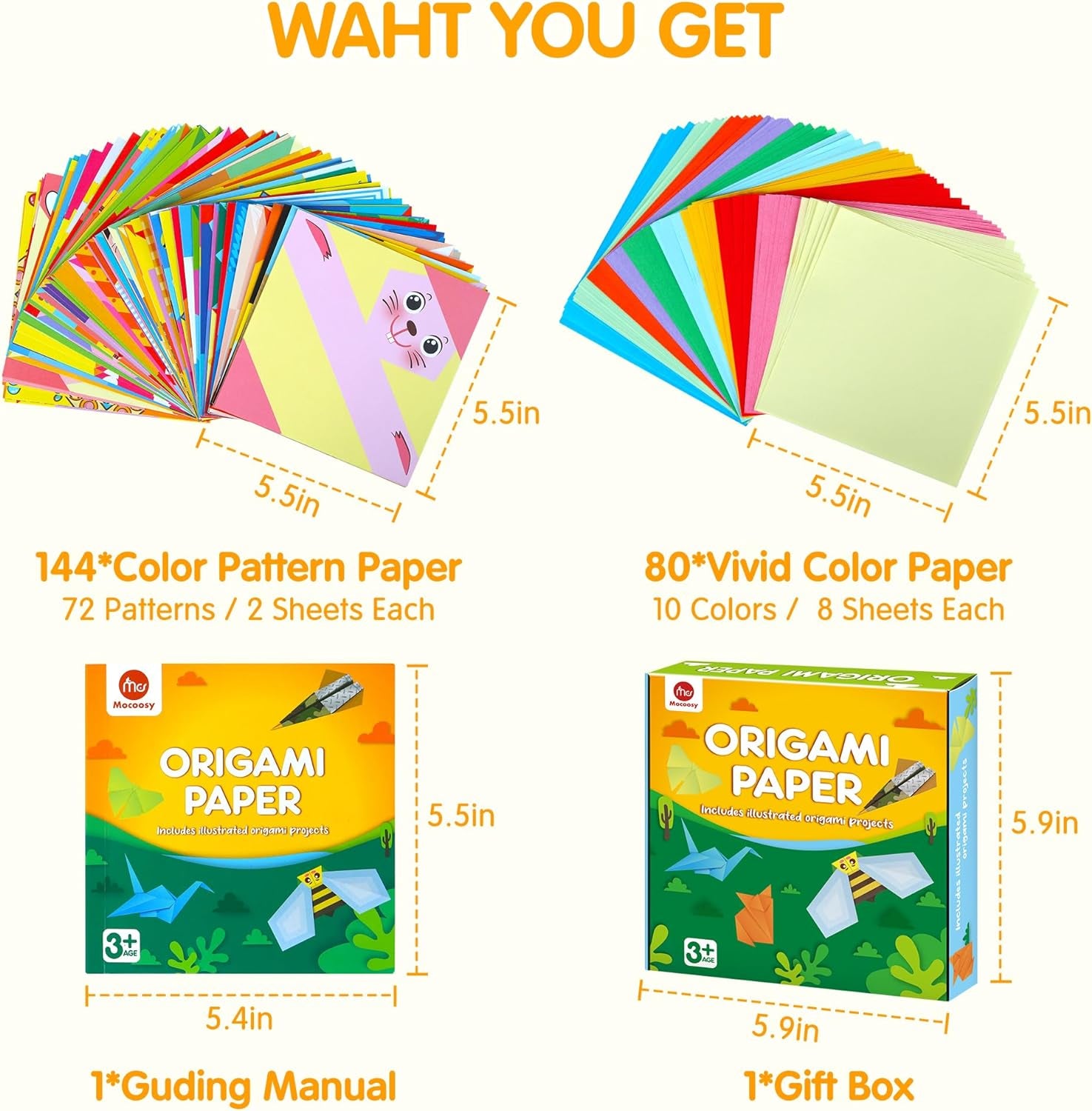 Mocoosy 224-Sheet Origami Paper Kit – Fun, Creative & Perfect for Kids
