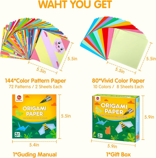Mocoosy 224-Sheet Origami Paper Kit – Fun, Creative & Perfect for Kids