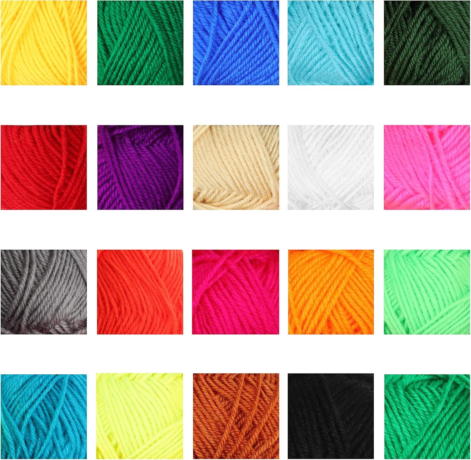 20-Color Acrylic Yarn Set – Soft, Durable & Perfect for Knitting & Crochet