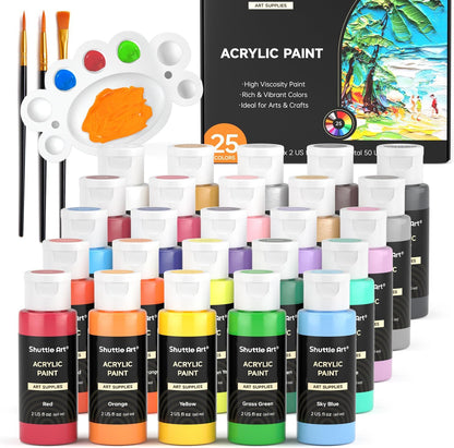 Shuttle Art 25-Colour Vintage Acrylic Paint Set – Rich, Timeless Shades for Art & Crafting