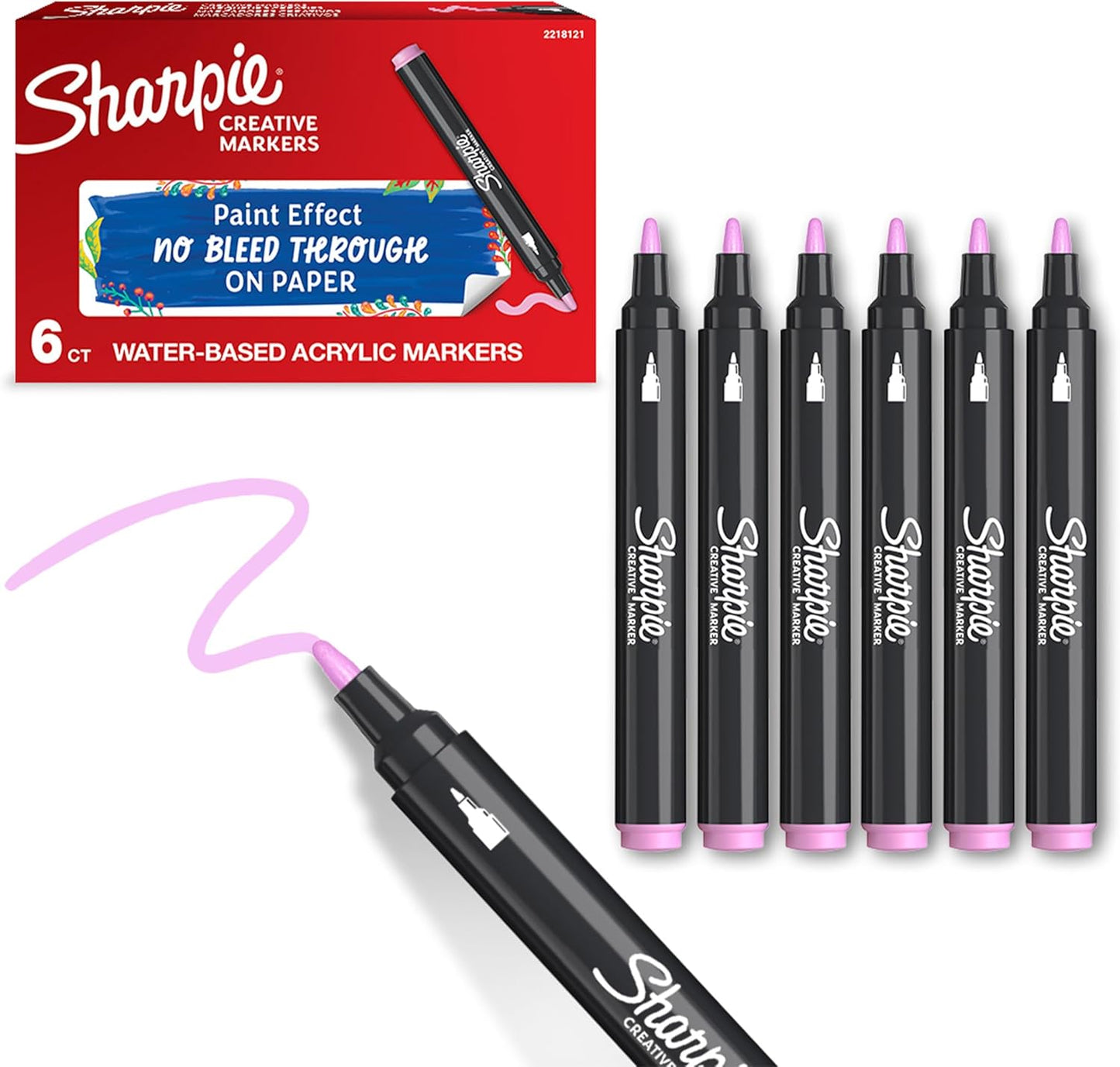 Sharpie Creative Marker Acrylic Paint Pens | Bullet Tip Water-Based Paint Markers | Lake Green | No-Bleed Ink Writes on Most Surfaces | School & Revision Supplies | 6 Count