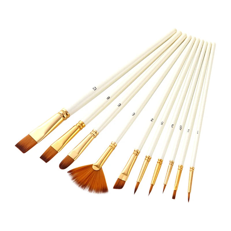 Nylon Paint Brushes Set – Acrylic, Oil & Watercolor