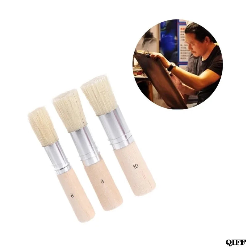 3-Piece Wooden Stencil Brushes Set – Round Head