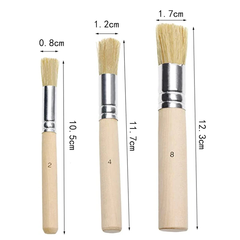 3-Piece Wooden Stencil Brushes Set – Round Head