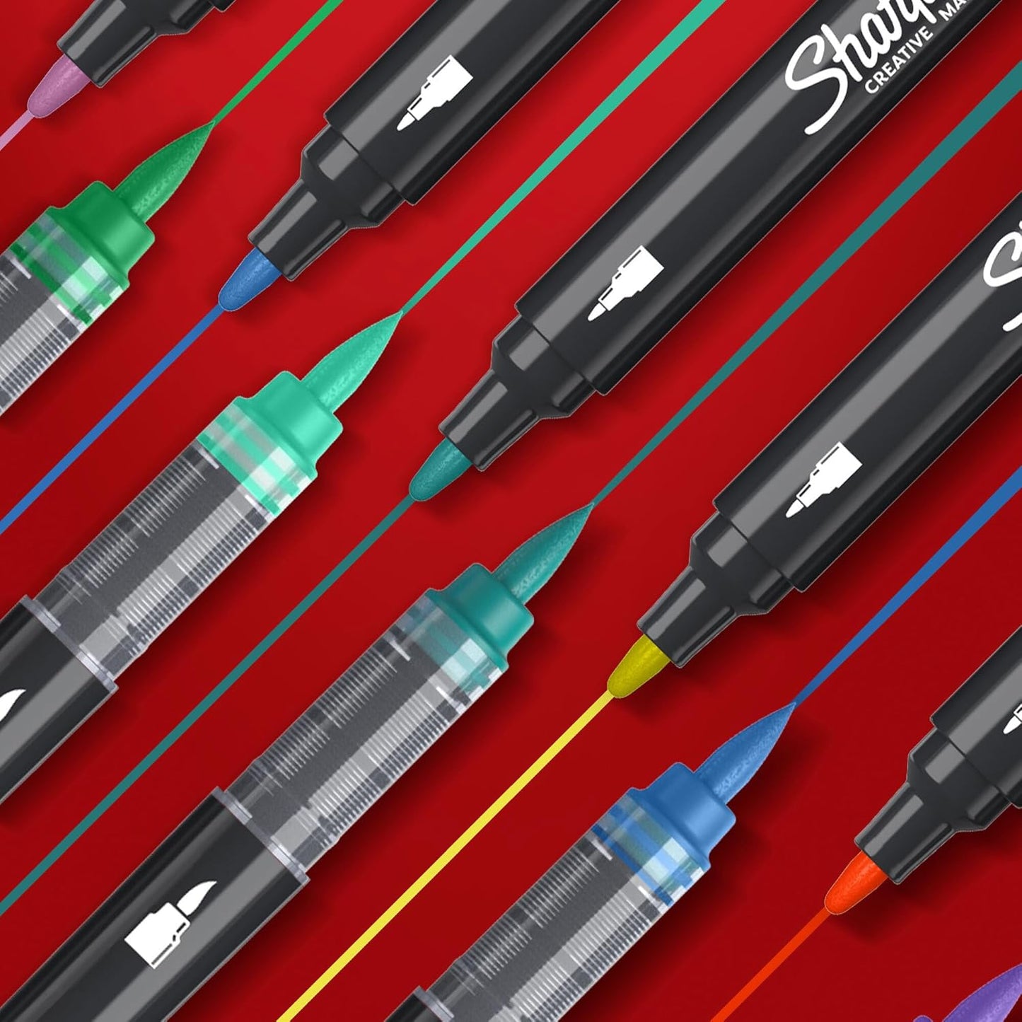Sharpie Creative Marker Acrylic Paint Pens | Water-Based Paint Markers | No-Bleed Ink Writes on Most Surfaces | Bullet Tip | School & Revision Supplies | Assorted Colours | 12 Count