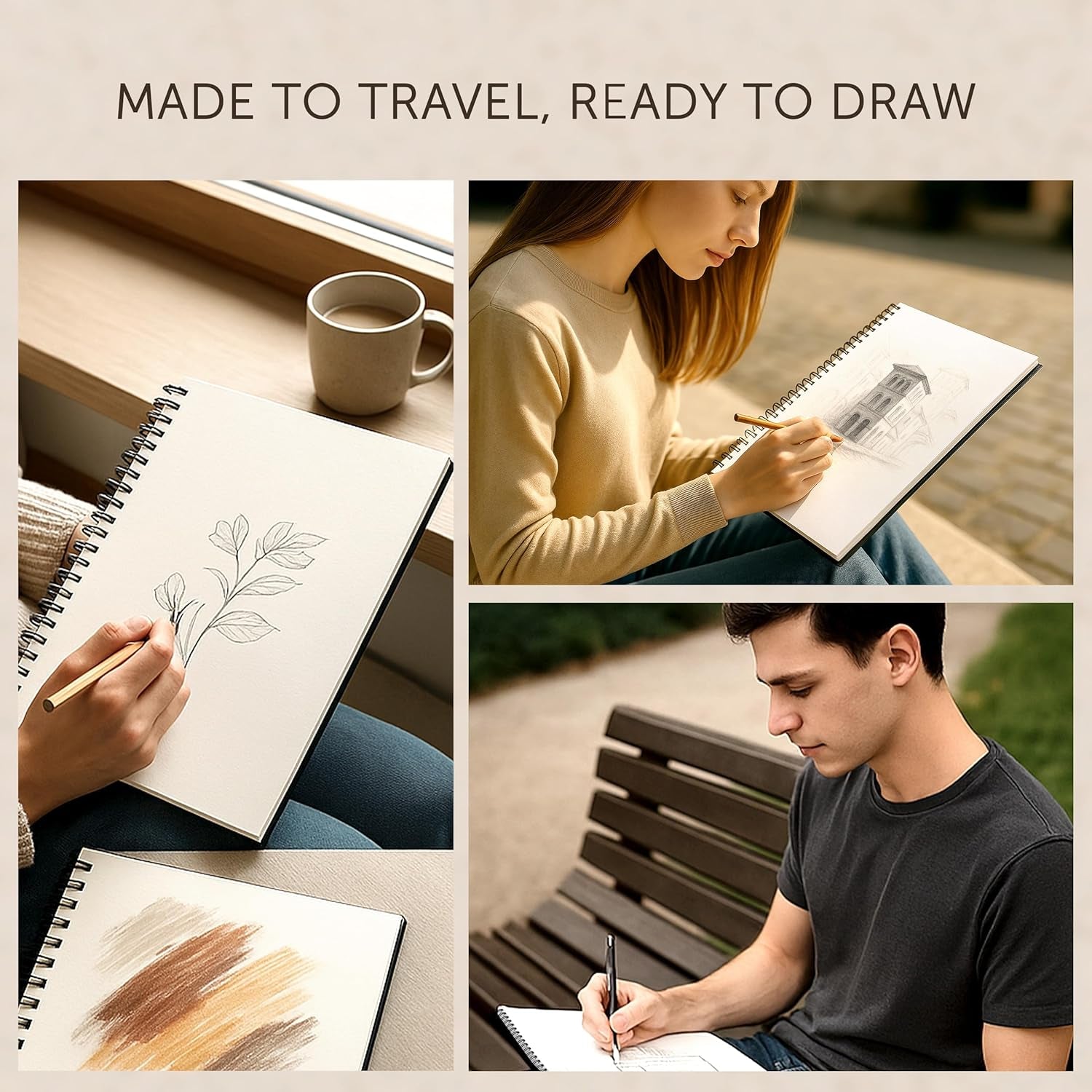 A4 Sketchbook for Artists Hardcover – 200GSM Very Thick Paper – Large Sketch Pad Art Book, Spiral Bound Book for Children – Drawing Book 21.6X28Cm, 40 Sheets / 80 Pages