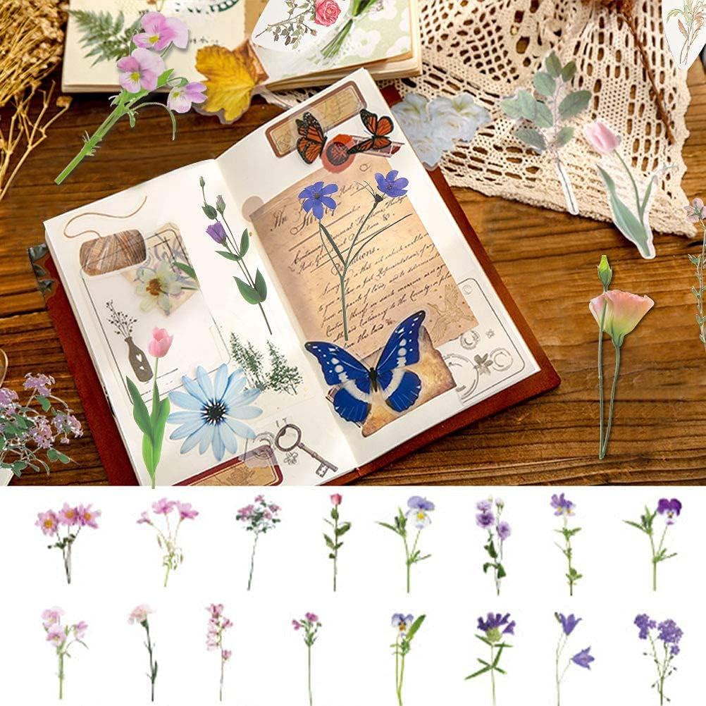Floral Sticker Set – 80-Pack Romantic Flower Stickers