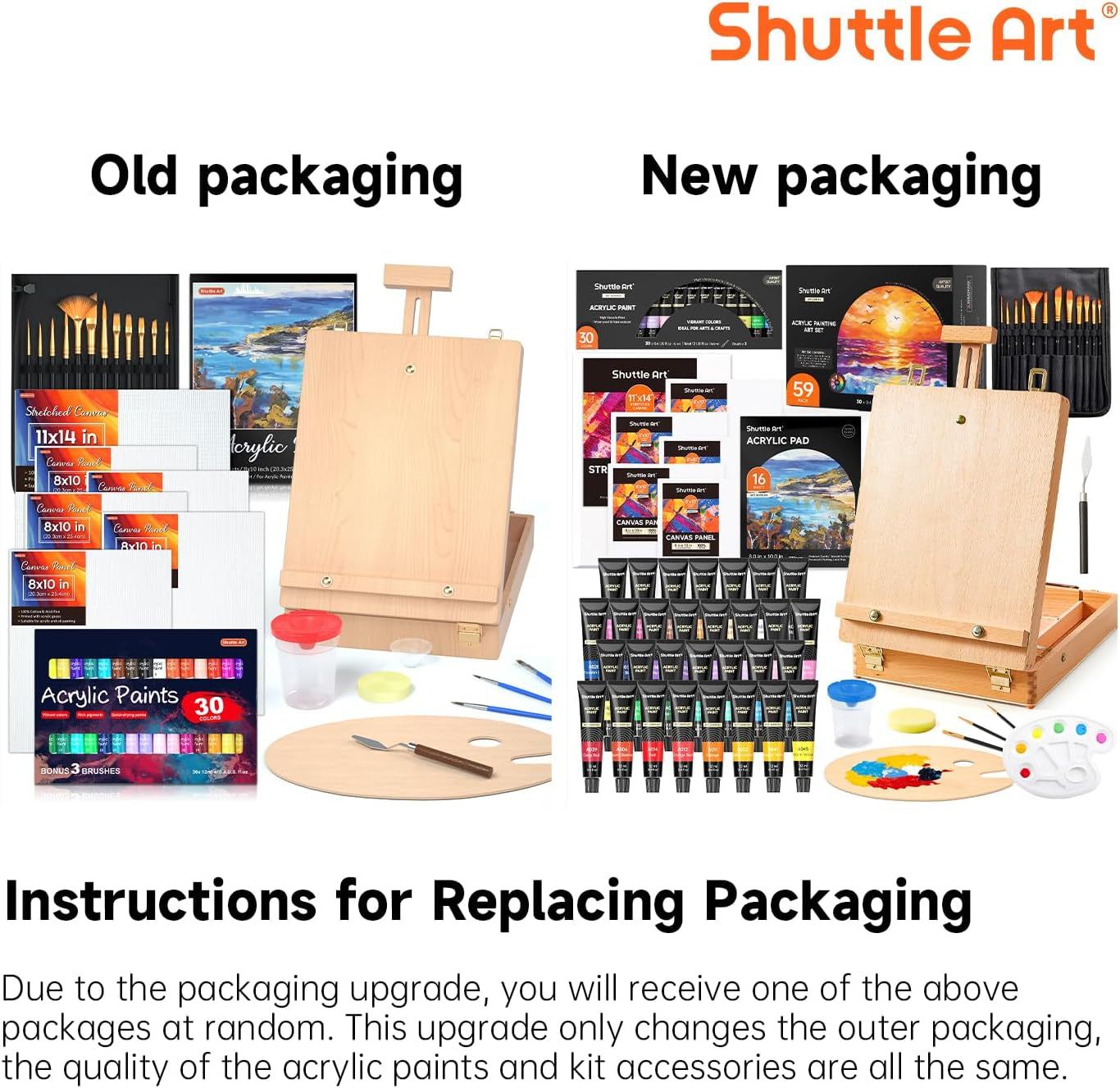 Shuttle Art 59-Piece Acrylic Painting Set – Complete Art Kit for Beginners & Professionals